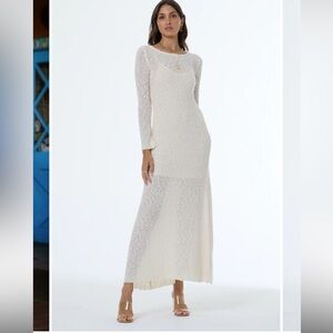 Cream Long Sleeve Knit Maxi Dress - Elegant Everyday Style
